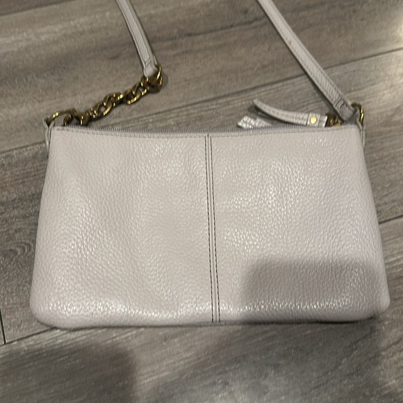 FOSSIL MIMI MINERAL GRAY LEATHER DOUBLE ZIP BAG,CROSSBODY,CONVERTIBLE - Picture 5 of 12